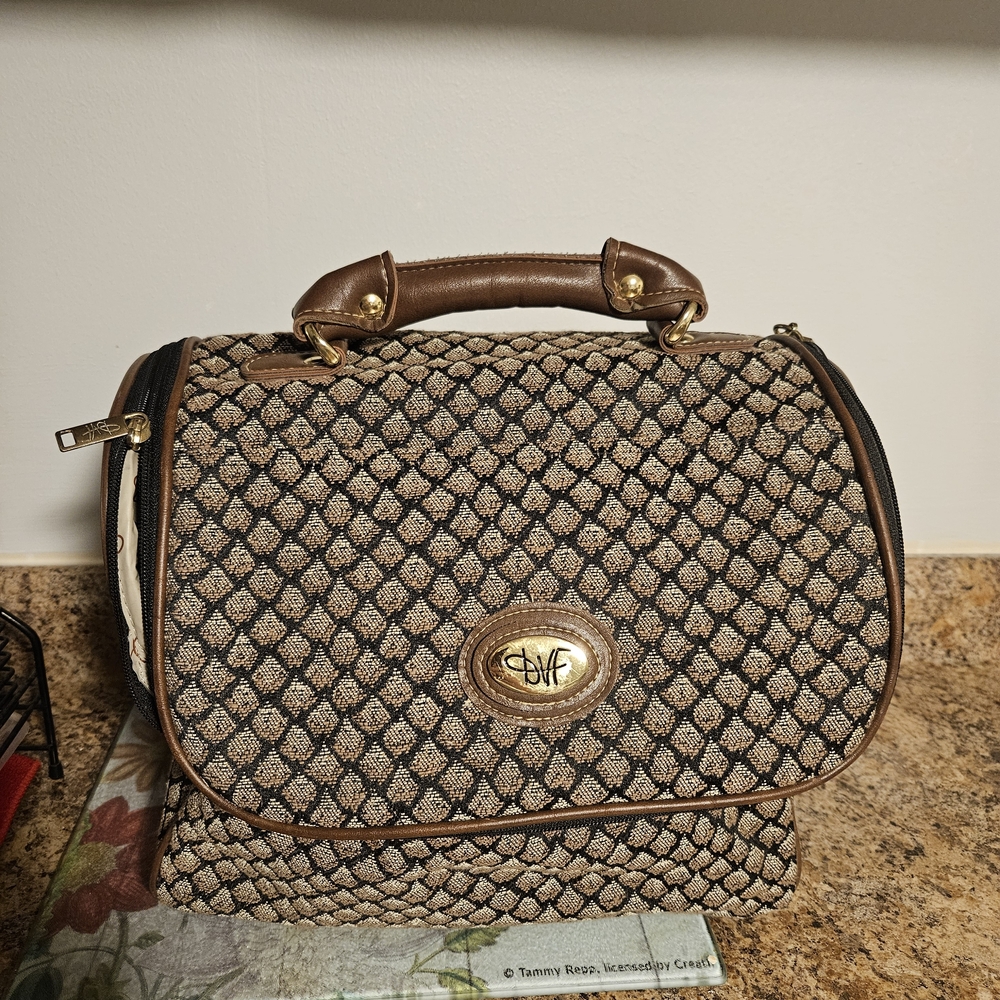 Diane Von Furstenberg Brown and Gold Satchel